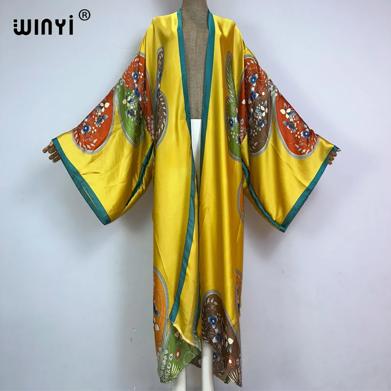 

WINYI kimono Africa summer bohemian print beachwear Cardigan sexy Holiday loose swimsuit beach outfits for women vestidos covers