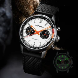 TOPHILL Panda Men's 1963 Chronograph Mechanical Wristwatch Seagull ST1901 Movement 40mm Luminous Sapphire Pilot Watch Waterproof