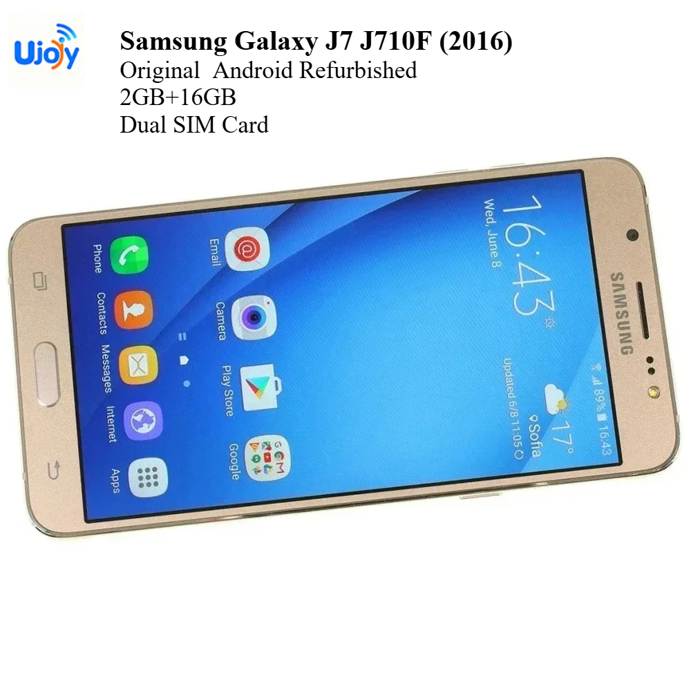 Original  Android Refurbished Phone Samsung Galaxy J7 J710F (2016) 4G Mobile Phone  5.5'' 2GB+16GB Dual SIM Card Quad-Core