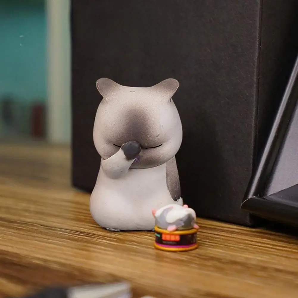 Face Cat Ornament Desktop Cat Ornament 3pcs Cartoon Cat Figurine Set Mini Pvc Kitten Ornaments Sculpture Desktop for Home