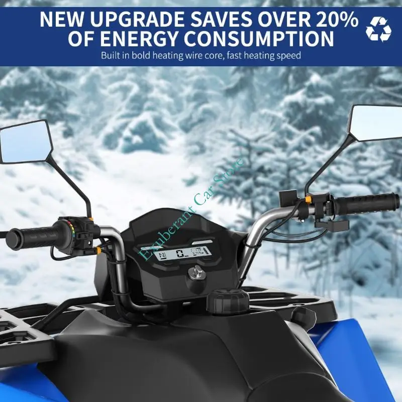 12V Motorcycle Heated Handlebar Grips with 5 Adjustable Levels Thumb-Area Heat Control,Color Indicators and Two-Button Control