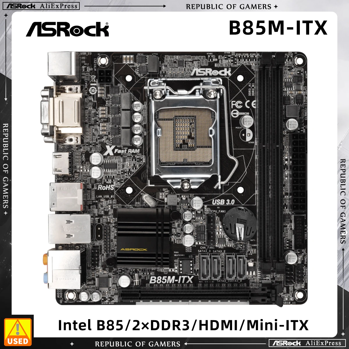 ASRock B85M-ITX Motherboard Intel B85 LGA1150 Support i7-4790K i5-4690K 4670K E3-1286 v3 CPU 2xDDR3 1600MHz 16GB HDMI PCIe 3.0