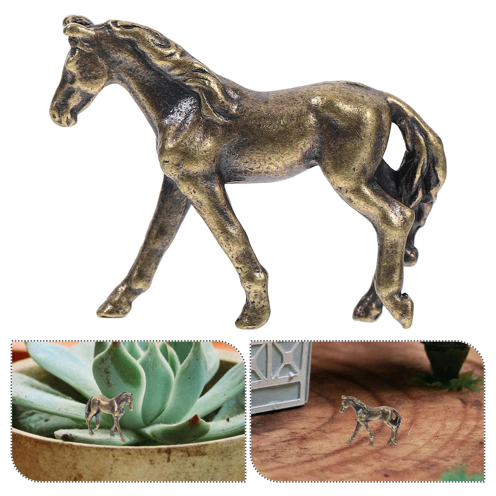 

Alloy Horse Brass Craft Home Decor Office Desk Ornament Metal Horse Office Desk Craft Statue Tabletop Decoration