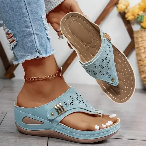 Summer Women Wedge Sandals Open Toe Outdoor New Flip Flops Fashion Casual Designer Shoes Slip on Platform Sandals Slides Women