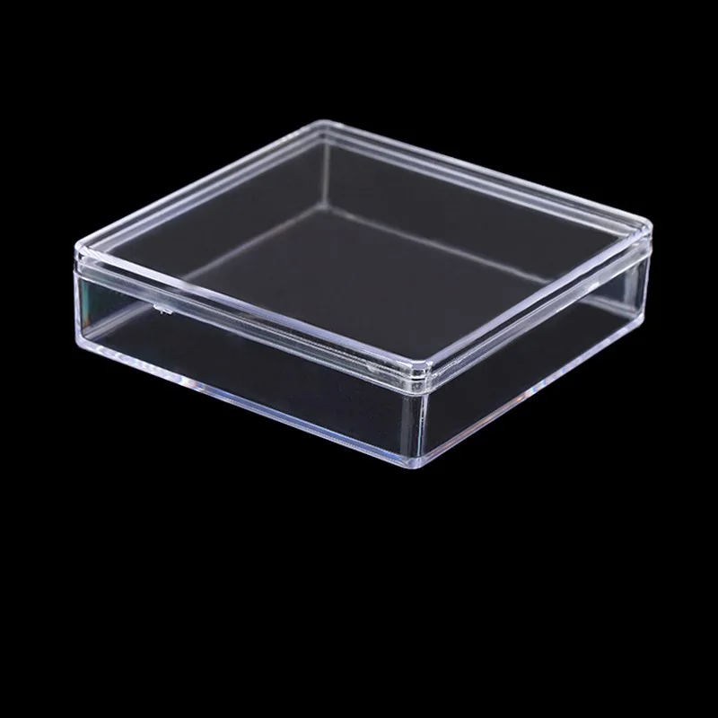 Square Clear PS Plastic Storage Boxes for Mini Jewelry, Beads, Crafts Case Container, Display Packaging Box ,1Pcs