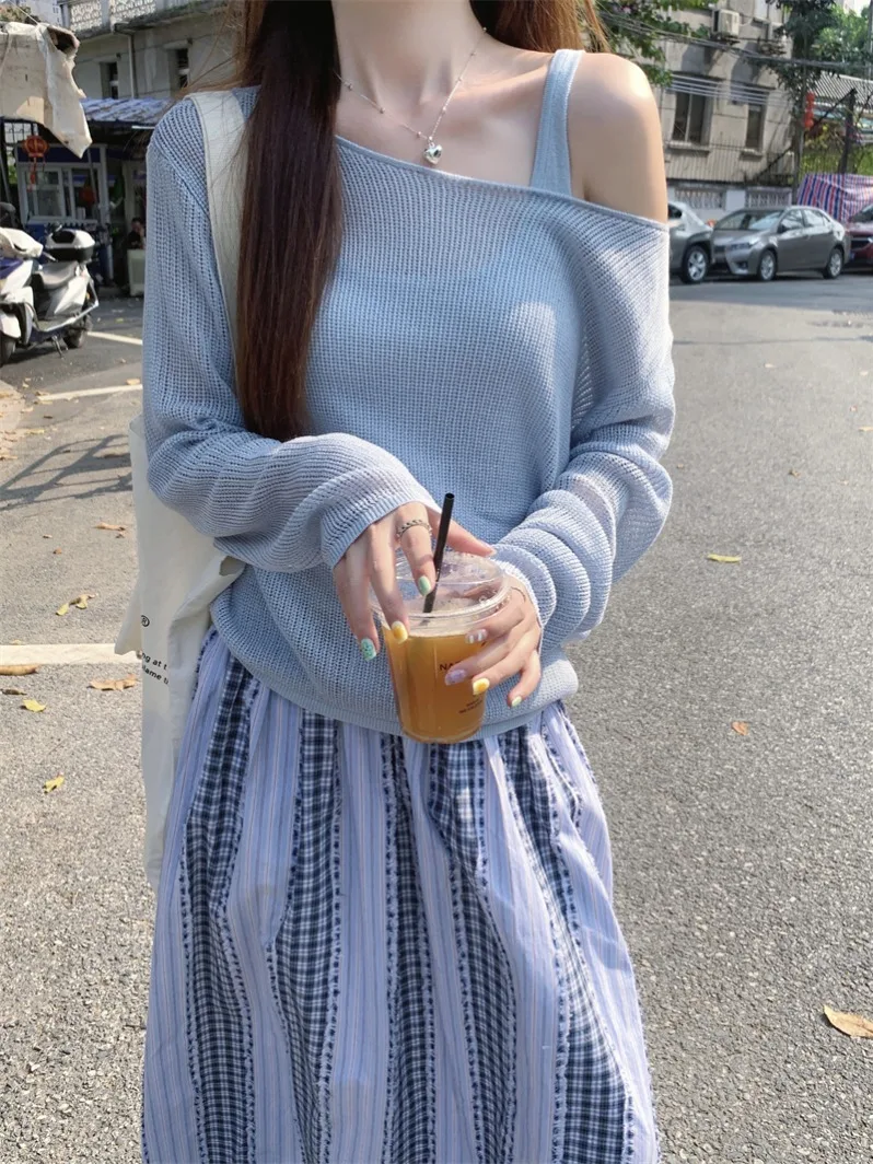 Pure Desire – ensemble deux pièces tricoté en soie glacée pour femmes, Cover-Up Long, vêtements intérieurs légers, débardeur, été