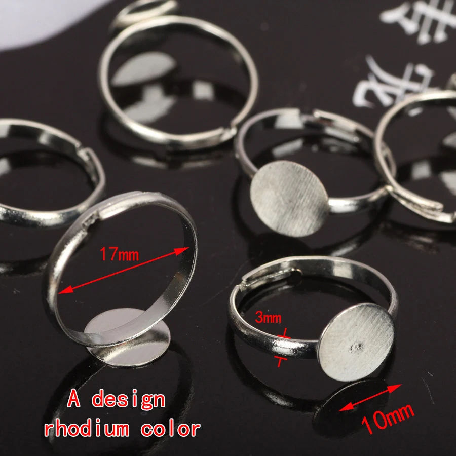 50pcs/lot Metal Rings Simple Adjustable Flat Ring Pad Base Blanks Golden For Diy Children Kids Rings Jewelry Making Components