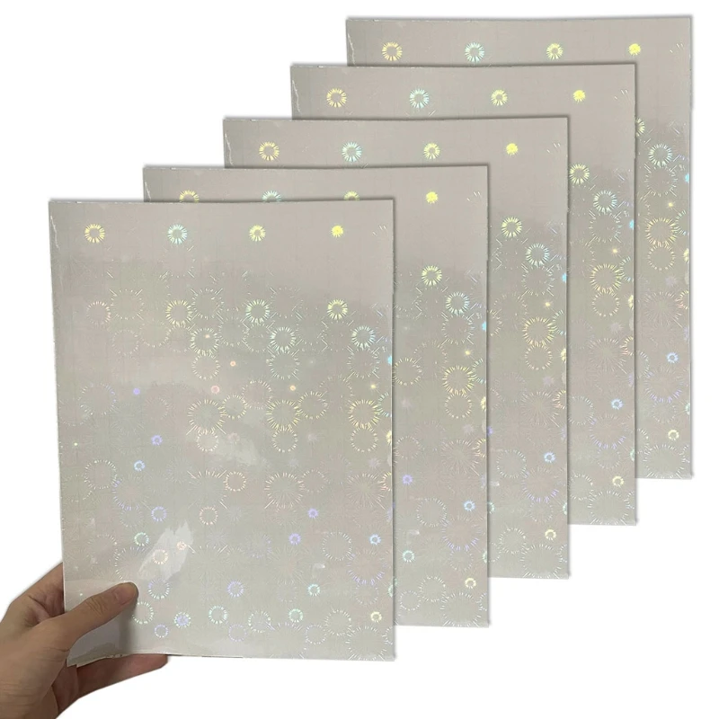 5 Sheets 8.27x11.69Inches Broken Glass Holographic Premium Cold Laminated Film Glitter Laminate Overlay for Stickers