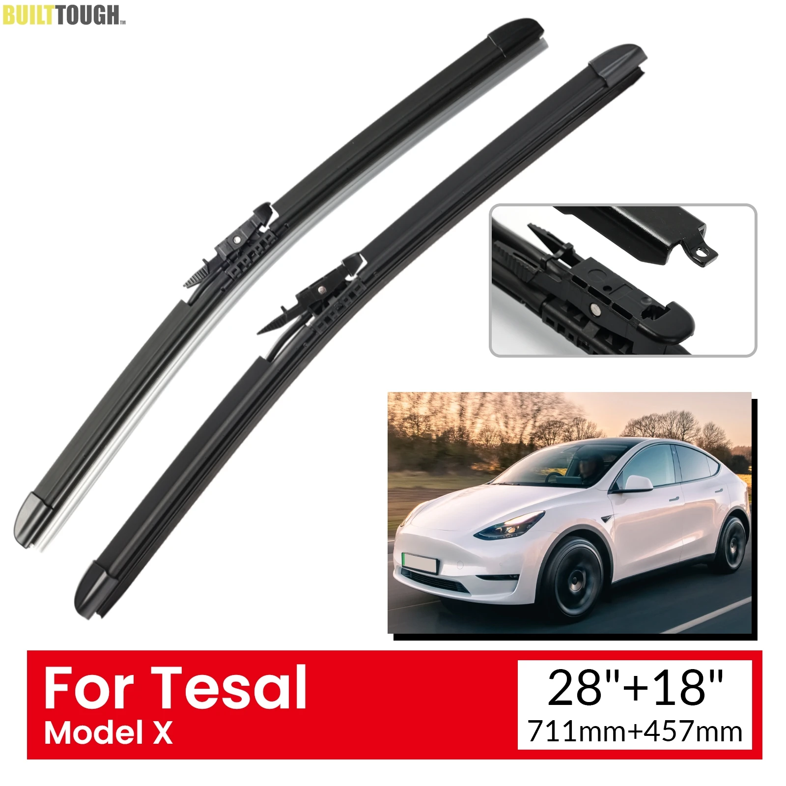 

Pair Front Windshield Wiper Blades With Washer Jet Nozzles Set For Tesla Model X 20152016 2017 2018 2019 2020 2021 2022 28"+18"