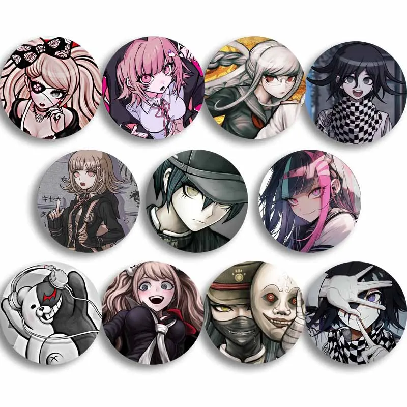 Game Danganronpa Button Pins Black White Bear Monokuma Enamel Brooch for Backpack Bag Accessories Tinplate Cartoon Badges Gifts