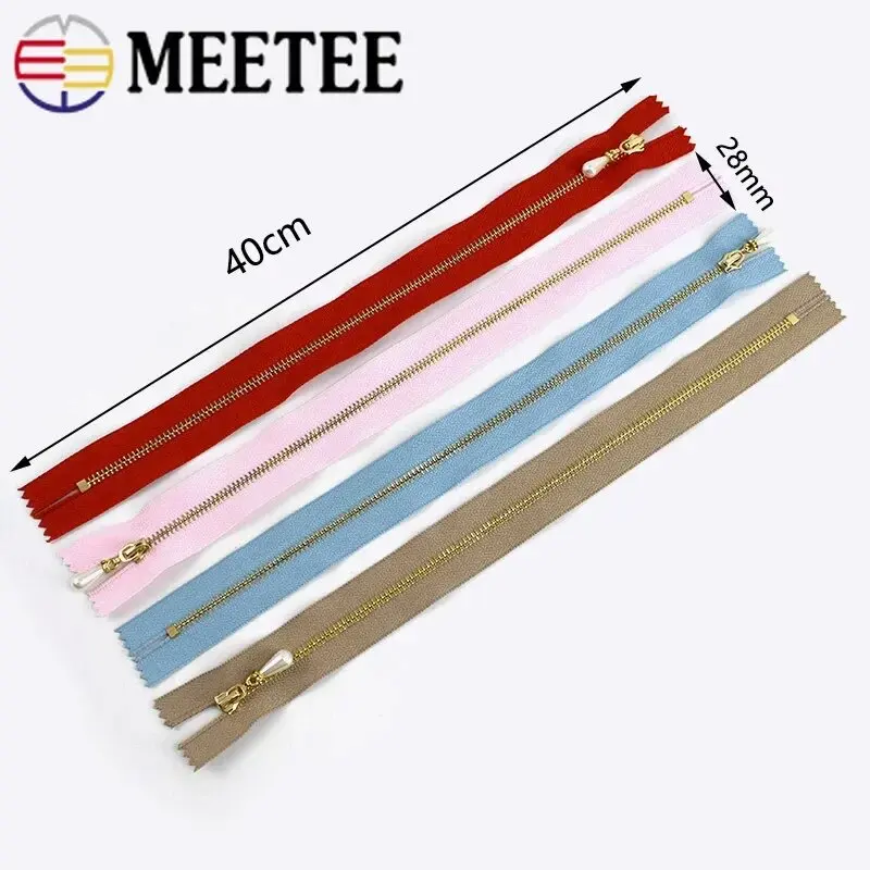 3Pcs Meetee 3# 15-70cm Metal Zippers Auto Lock Decor Zip Open/Close-End Zipper Bag Clothes Jacket Zips Repair Sewing Material