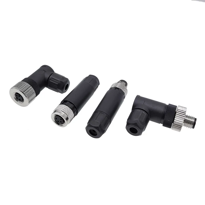 1Pcs M8 Sensor Connector Non-welding screw connection Metal A Code Bend Angle 3pin 4pin IP68 Straight Waterproof Connectors