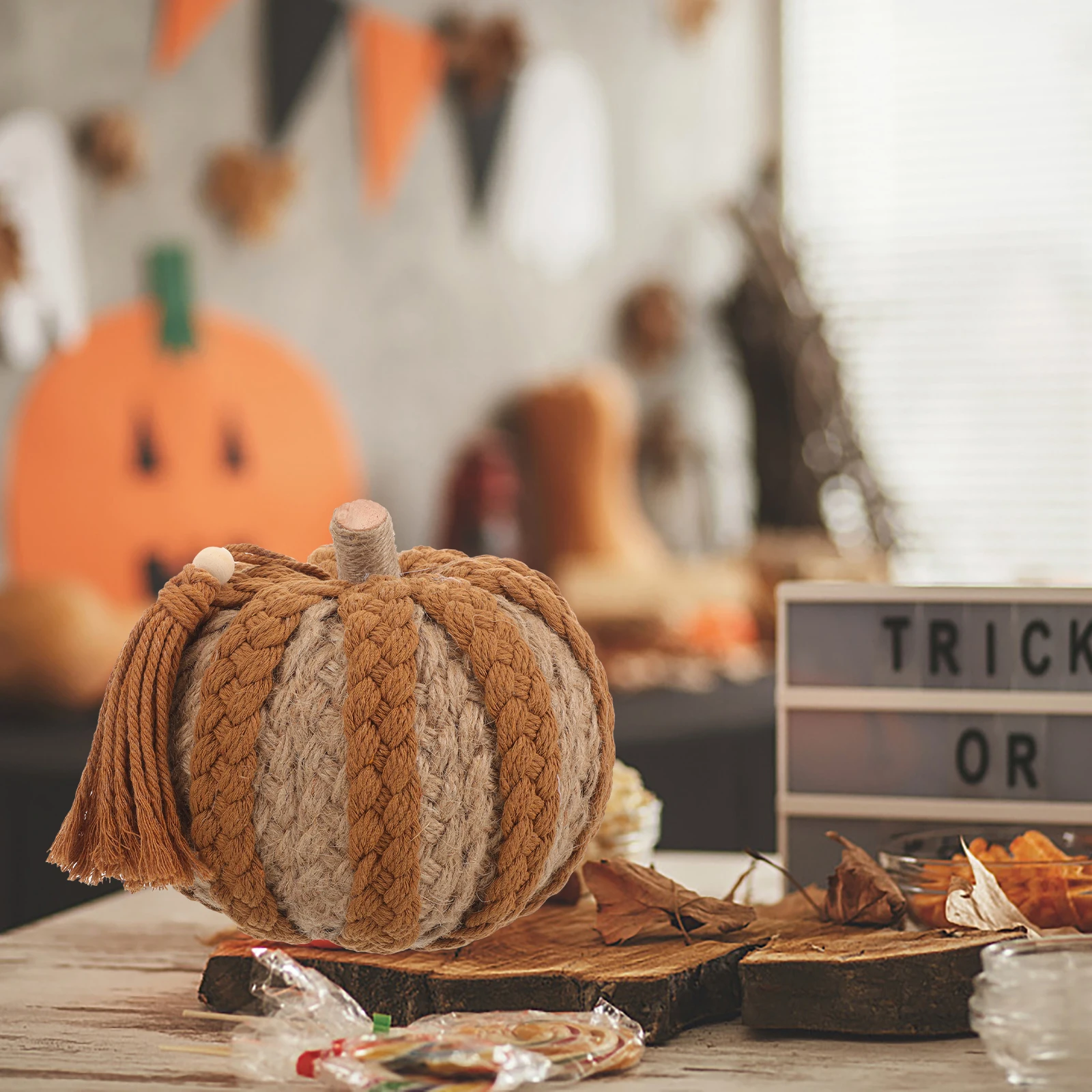 

Braided Rope Pumpkin Decoration Halloween Party Prop Lovely Pumpkin Craft Fall Decorative Props Halloween Decor