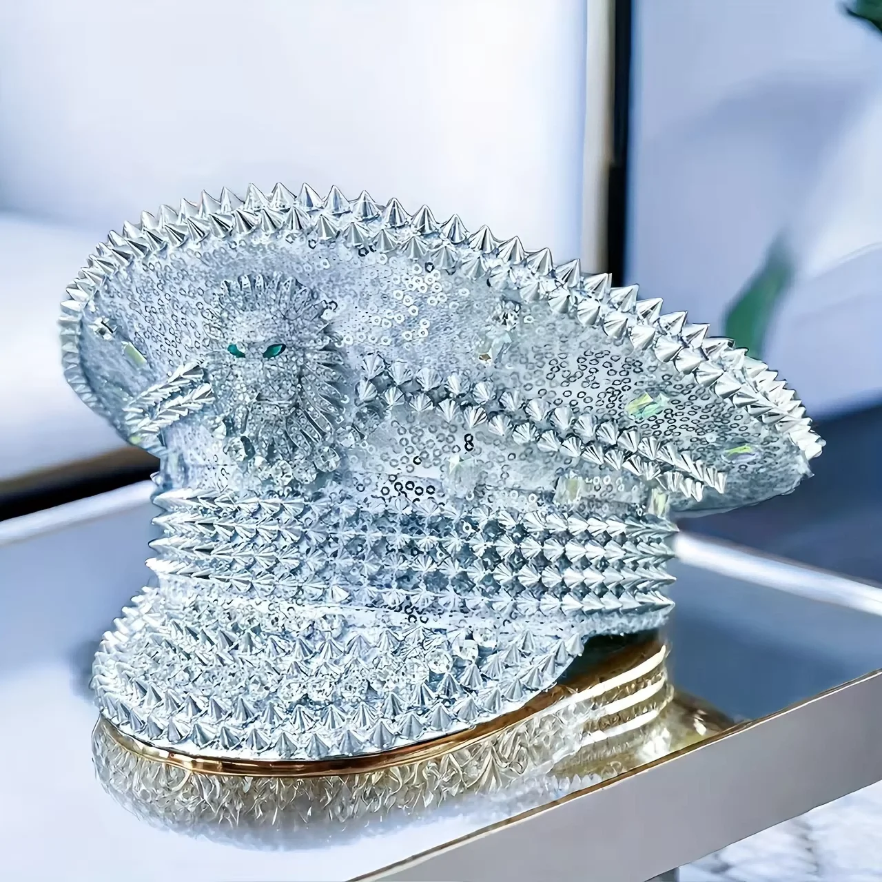 หมวกกัปตันสิงโตหงหลวนประดับคริสตัลสำหรับเทศกาลเบิร์นแมน ผู้หญิง หมวกคอสเพลย์สำหรับผู้ใหญ่ ฮาโลวีน อุปกรณ์เสริมสำหรับผู้หญิง