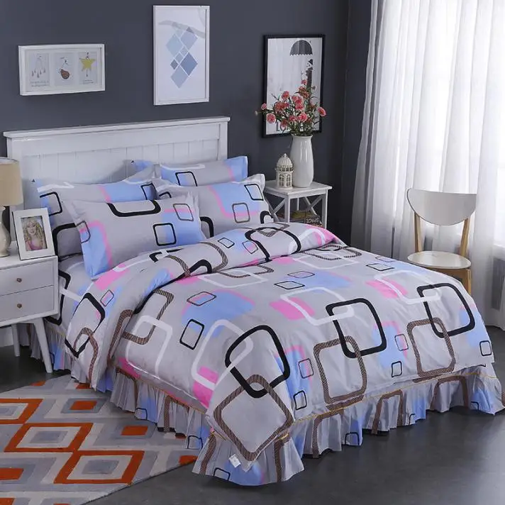 Modern Geometric Pattern Duvet Cover,3Pcs Set, Soft Cotton Reversible Plaid Bedding Set Classic Gingham Quilt Cover Single/Queen