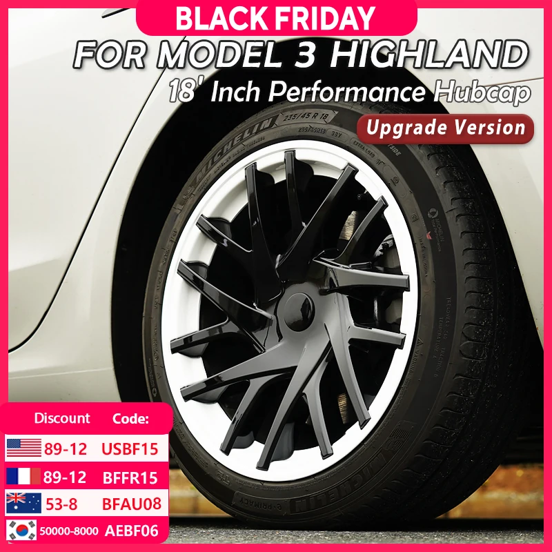 

4 шт. крышка ступицы для Tesla Model 3 Highland 2024 18-дюймовая автомобильная крышка колеса, сменная автомобильная полная крышка обода, аксессуары