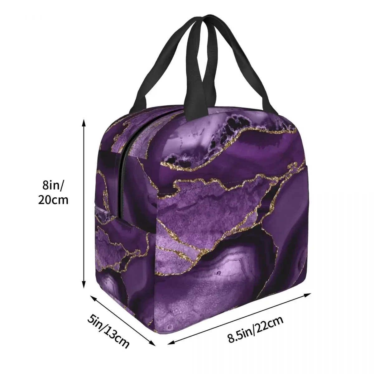 Purple Faux Marble Abstract Landscap Insulated Lunch Bag for Women Children Leakproof Food Boxes Thermal Lunch Box Tote