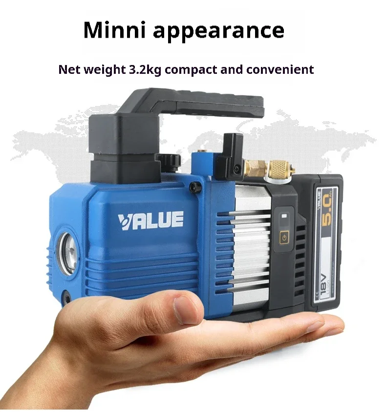 Two-Stage Mini Portable Lithium Battery Vacuum Pump 18V 5Ah for R32 R1234yf Refrigerant 60L/min  2CFM Pump