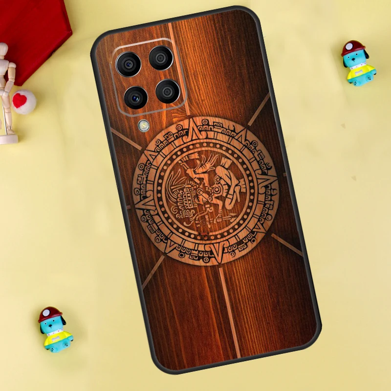 Mayan Calendar Wood Pattern Case For Samsung Galaxy M13 M33 M53 M12 M32 M52 M14 M34 M54 M11 M31 M51 M20 M30s M31s Cover