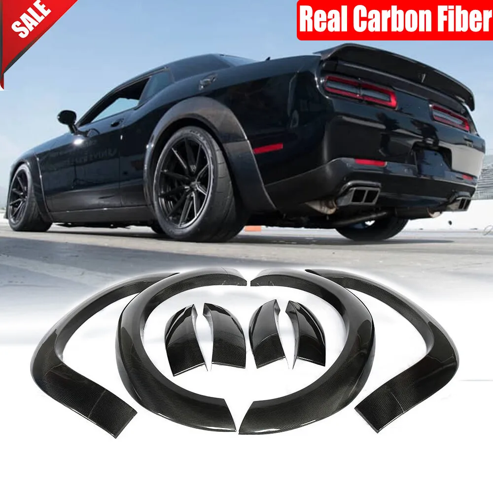 Real Carbon Wide Fender Flares Wheel Arch Kits For Dodge Challenger 2010-2019