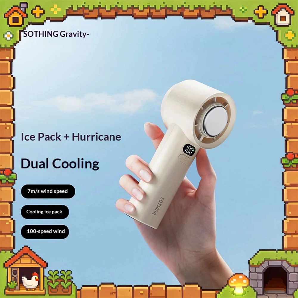 Sothing Engine MaxA Hand-Held Small Fan 100 Th Gear Super Wind Low Noise Handheld Fan Turbocharged Super Wind Power Light Weight