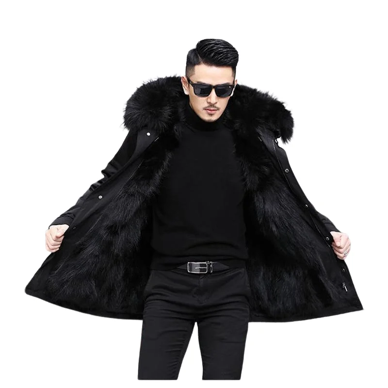 overcome men\'s whole mink liner winter new fur integrated coat imitation mink fur coat large size long over the knee overcoat