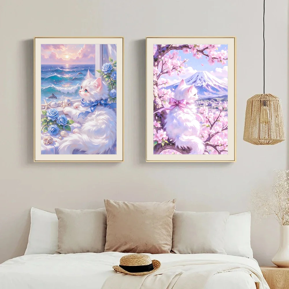 ภาพวาดเพชร 5 มิติ ลายแมว ของขว - Wallpaper Art And Craft บทวิจารณ์และราคา
