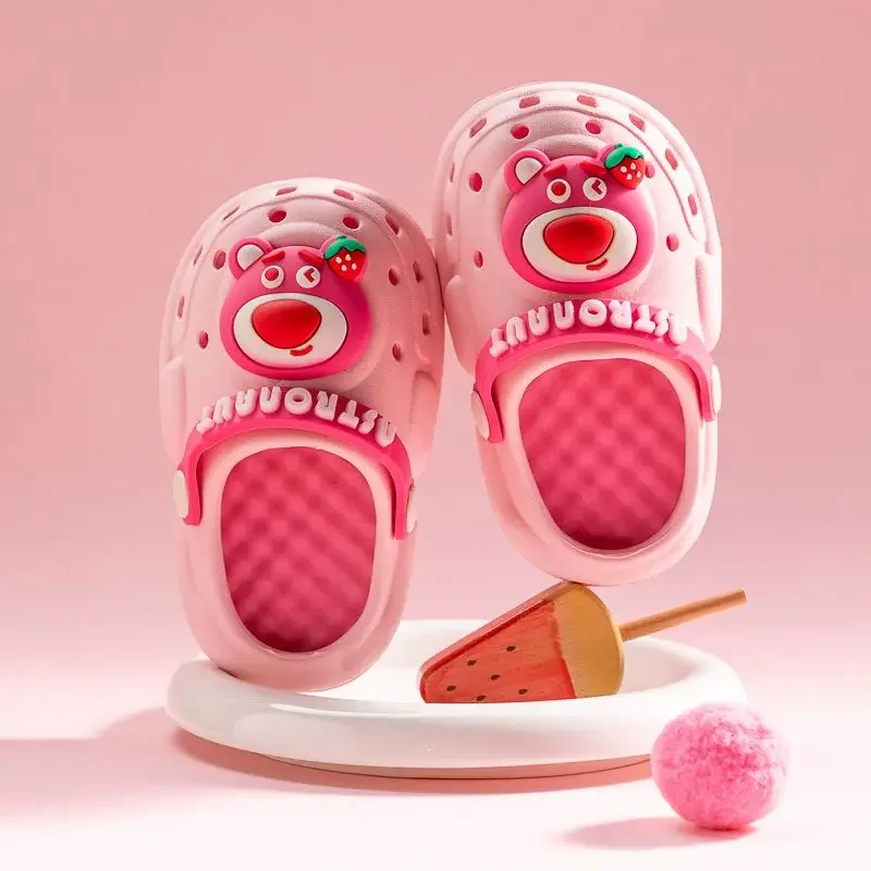 

Disney cute strawberry bear girl soft soles lightweight comfortable indoor non-slip outside wearing sweet baby slippers