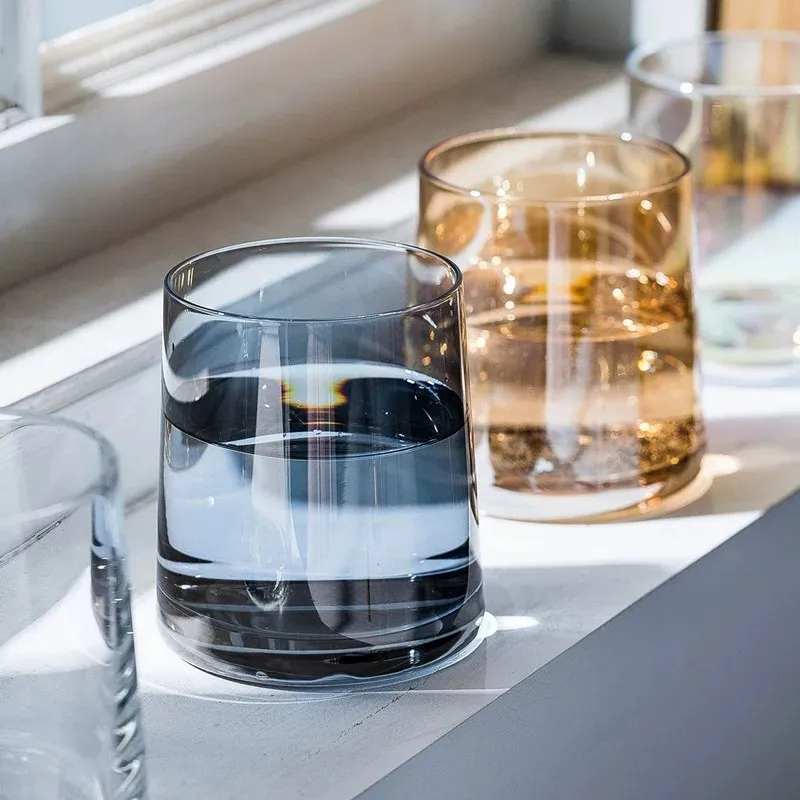 Glass Whiskey Cup Transparent Water Tumbler for Tea Coffee Juice Bar Drinkware Gift