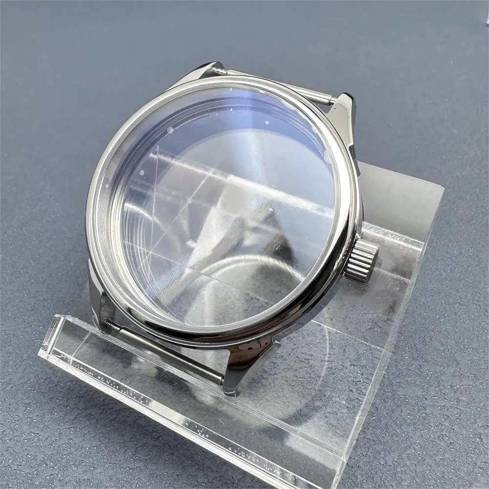 

42mm Gold/Sliver/Black Bubble Crystal Watch Case Polished Shell for ETA 6497 6498 ST3600 Movement Steel Watch Accessories