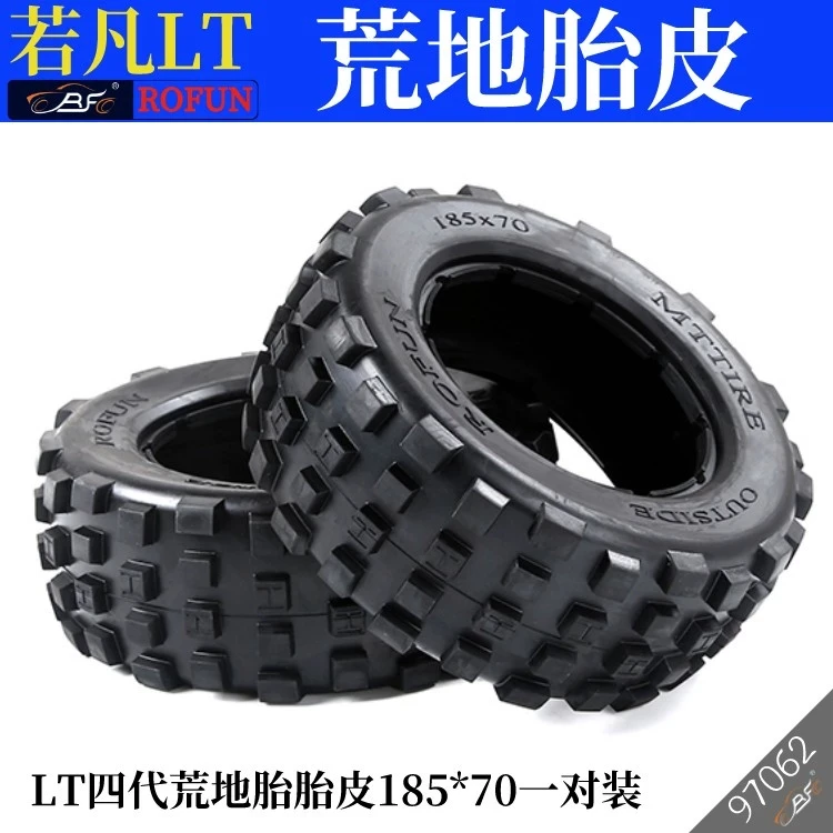 Ruofan 97062 pneus LT para carro de controle remoto com tração nas quatro rodas, um par de pneus Wasteland de quarta geração, Losi universal