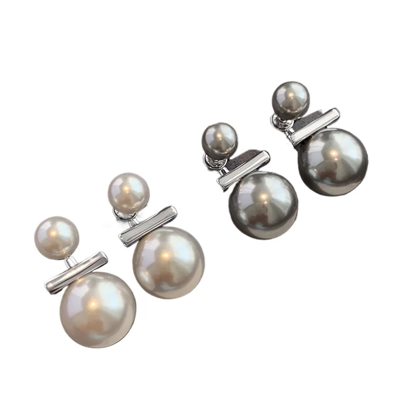 

Grey pearl stud earrings new popular niche unique earrings cold feeling earrings