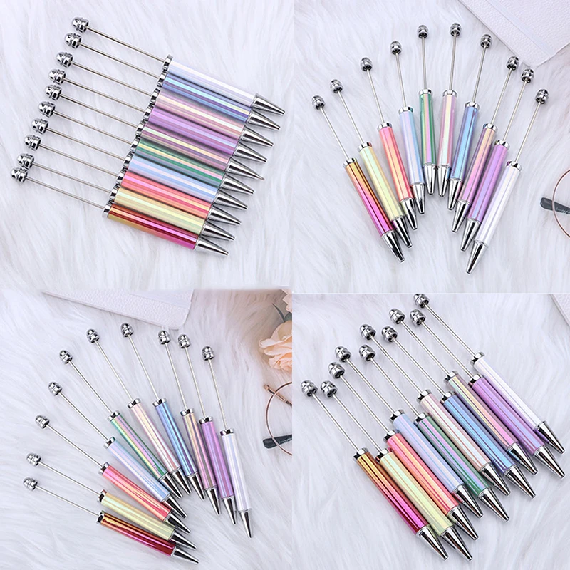 10pcs Gradient Bead Pens Customized Beaded Ballpoint Pens Beadable Pens for Writing luxury Stationery School Office Supplies