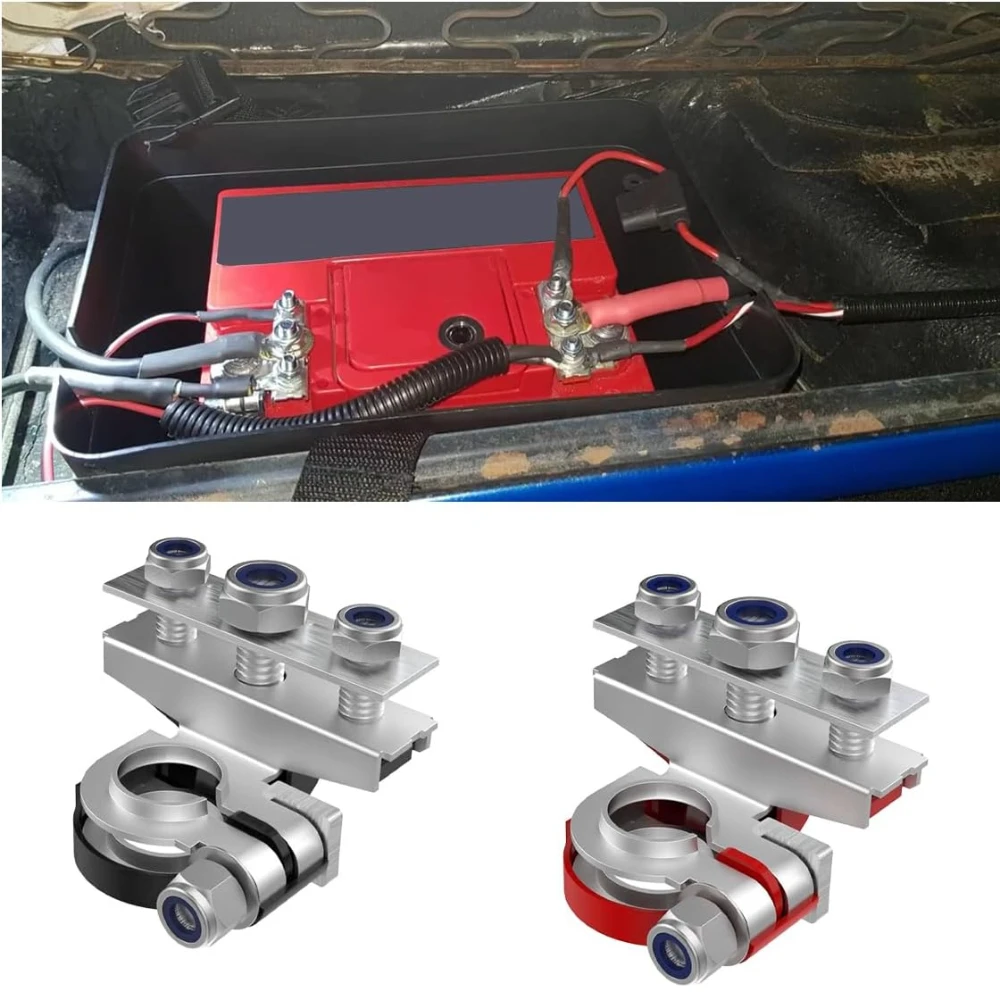 

2PCS Battery Terminal Connectors with 3 Way 12V Automotive Top Post Battery Wire Cable Terminals Clamp Connectors Kit