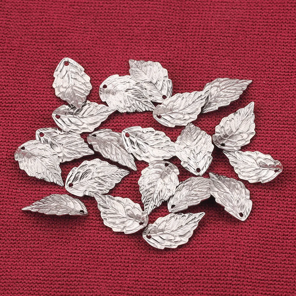 20pcs 10*17mm Stainless Steel Leaf Charms Stamping Earrings Pendants for DIY Floating leaves Jewelry Making Wholesale