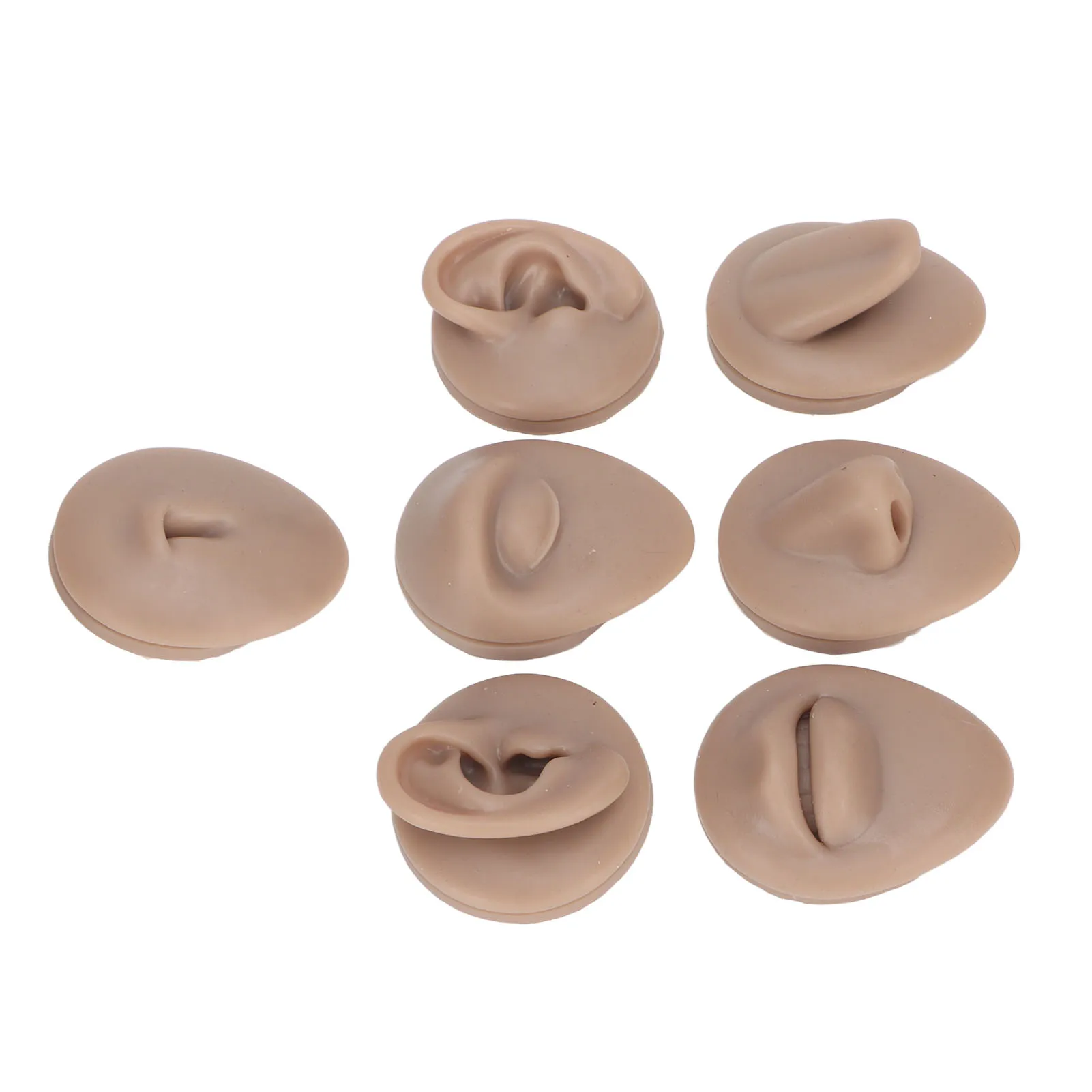 Modelo de práctica de perforación corporal, simulación de silicona para oreja, ojo, nariz, boca, lengua y ombligo, modelo para Piercer principiante, piel oscura C