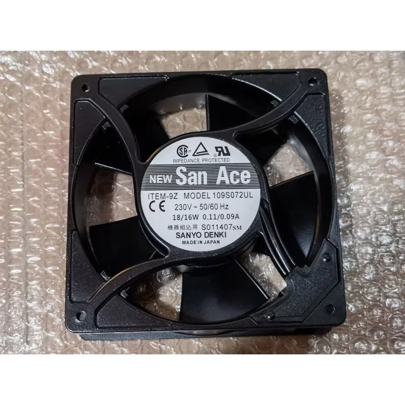 Sanyo Denki 109S072UL AC 230V 0.11A 120x120x38mm Server Cooling Fan