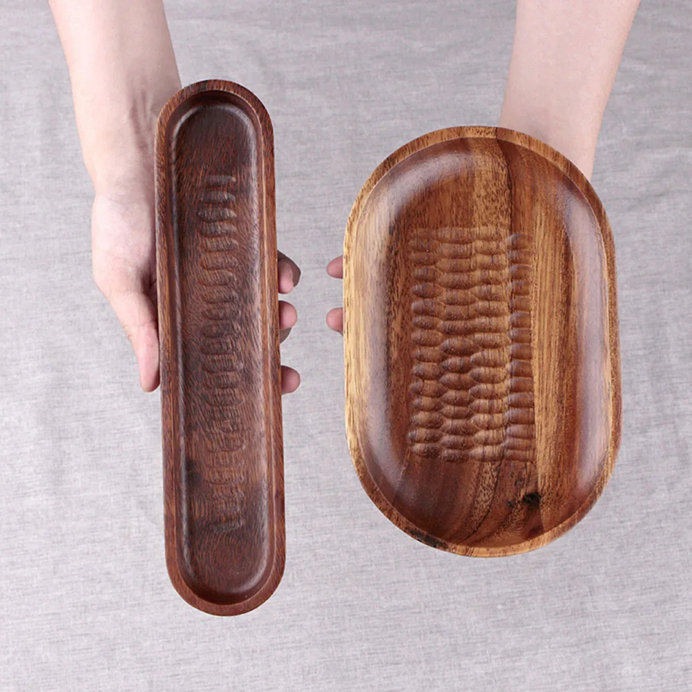 

Creative Long Wooden Tray Natural Food Serving Dish For Dessert Salad Fruit Wedding Use Mini Wooden Tray Snack