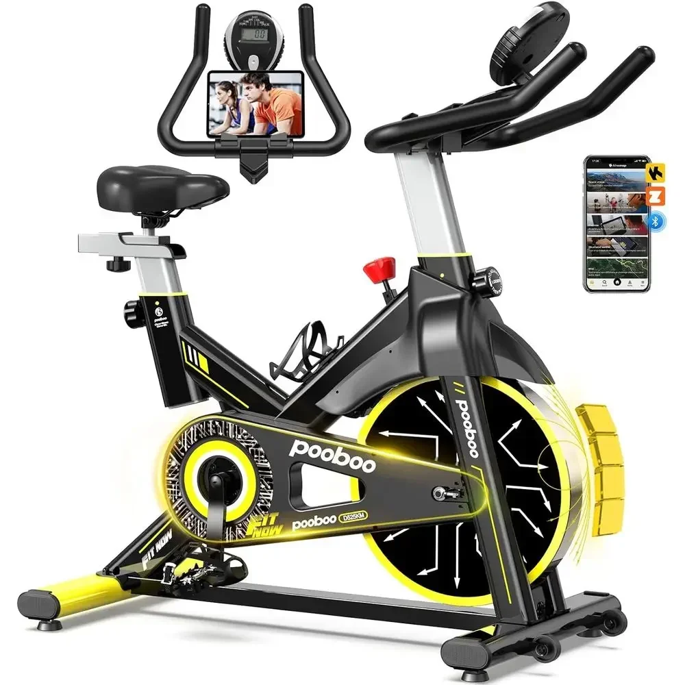 Silent Magnetic Indoor Cycling Bike with 350lbs Capacity, LCD Monitor & Tablet Holder for Home Gym Fitness