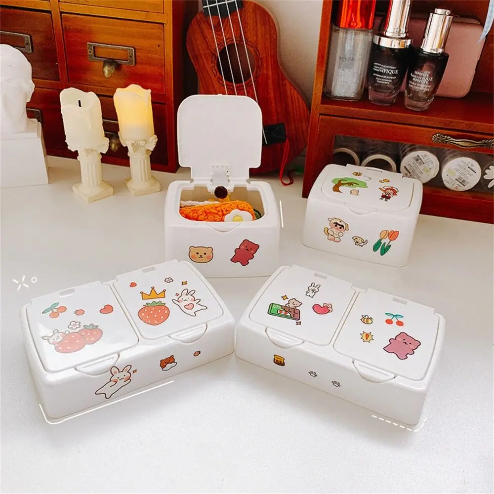 

Multi-functional Desk Organizer Box with Lid Plastic Box Sticker Storage Box Button Rectangle Stationery Containers DIY Craft