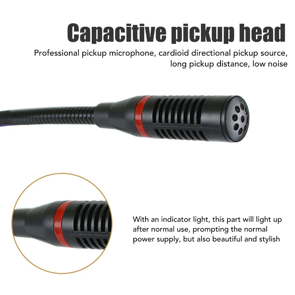 6.35mm Connector Gooseneck Condenser Microphone Cardioid Pattern Desktop Wired Microphone Podcast Condenser Mic For Broadcasting