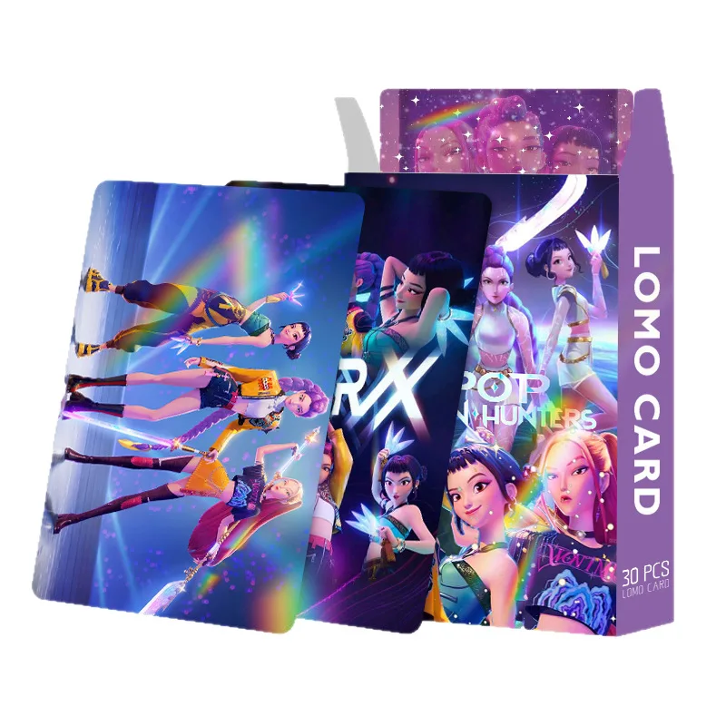 

New 30pcs Double-Sided Film K-pop Demon Hunters Anime Laser Card Cartoon Girls Boys Group HD LOMO Postcard Fans Collection Cards