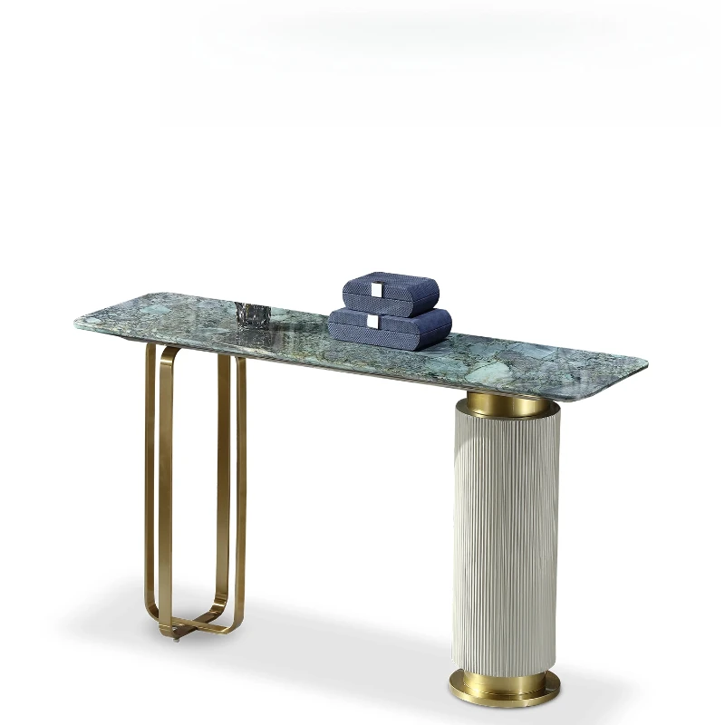 

Modern Italian light luxury emerald marble entrance table home decoration