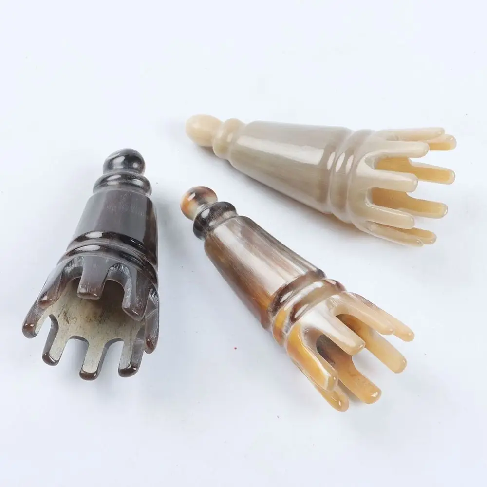 

Scalp Massager Brush Ox Horn Massage Comb Acupoint Gua Sha Scrapping Head Long Pointed Shampoo Comb Stimulation Reflexology