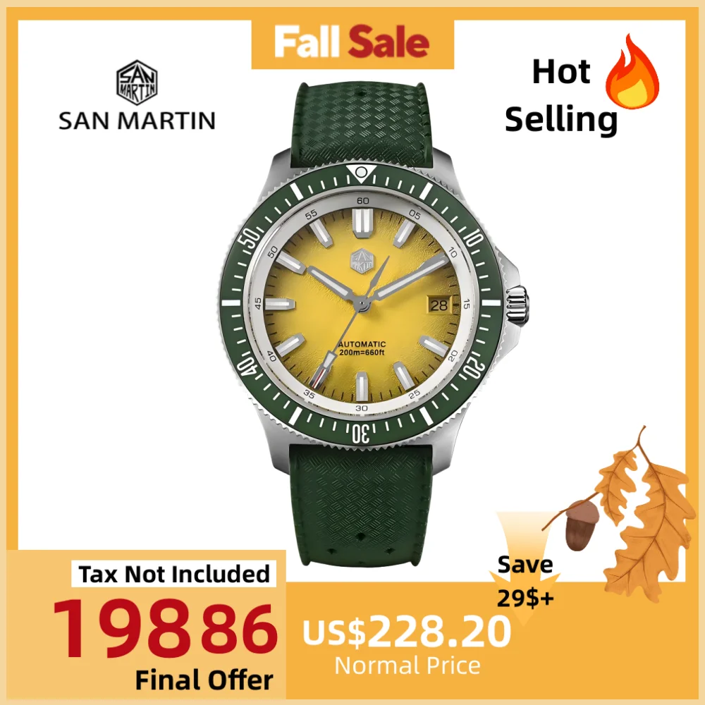 

San Martin Original 40mm NH35 Men Mechanical Watch 3H Date AR Sapphire Crystal 20Bar Dive Relogio Luxo Masculino Fashion SN0118