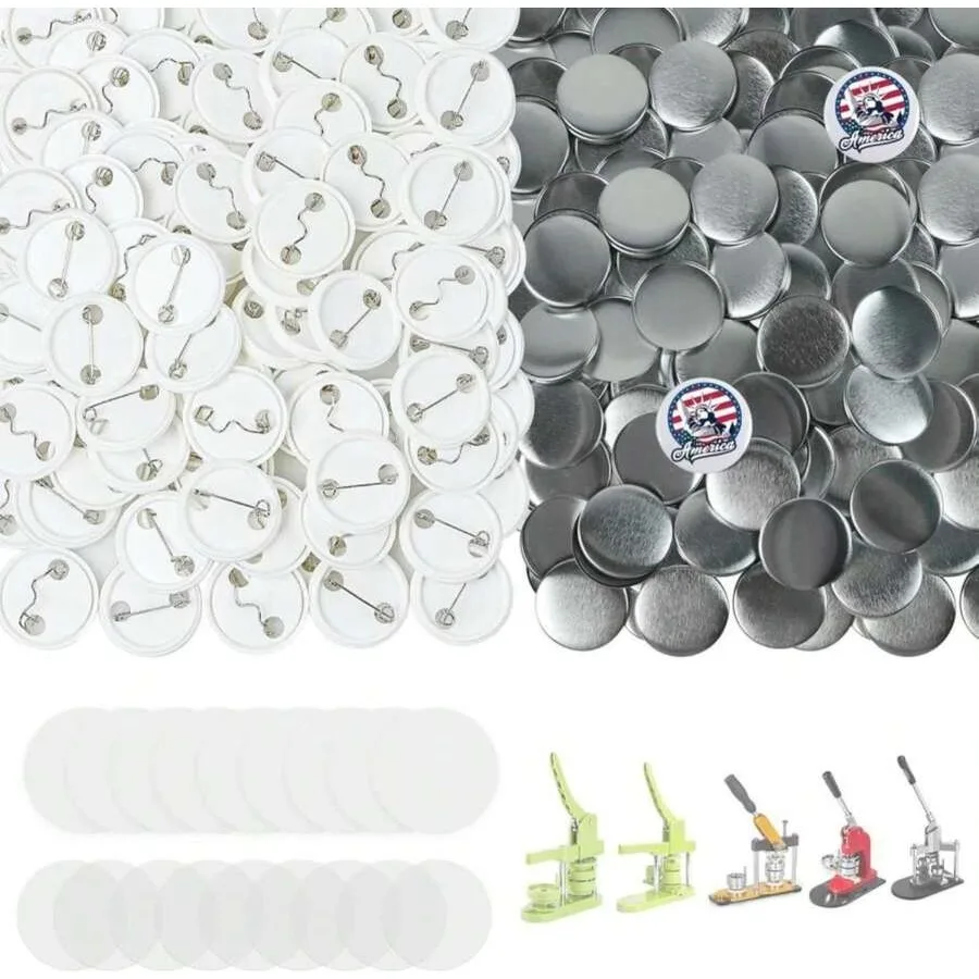 

Onemorello 200 Sets Button Maker Supplies 0.98 Inch/ 25mm Button Parts Buttons Supplies Approx. 1 In Blank Badge Parts With Bla