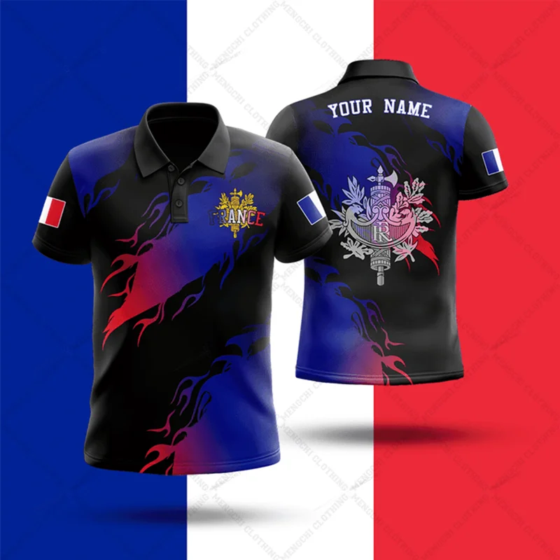 Summer Clothing Names - Polo personnalisé avec drapeau français, motif