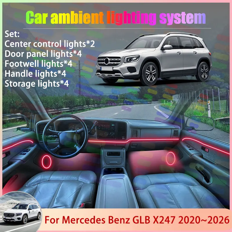 

For Mercedes Benz GLB X247 2020~2026 AMG 2021 180 2/18 in 1 Car Atmosphere Light Lamp RGB Shade Ensemble Streamer Atmosphere Set