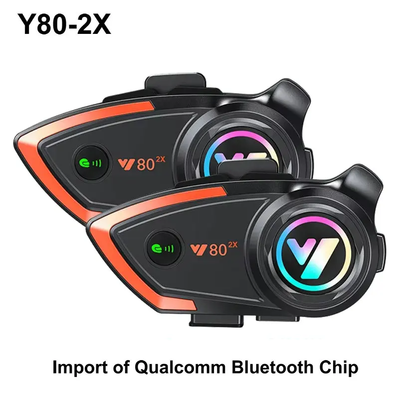 Y80-2x Bluetooth Headset Motorcycle Helmet 2 Rider Intercom 1000M Moto Wireless Bluetooth Headset BT 5.0 Waterproof Reduction