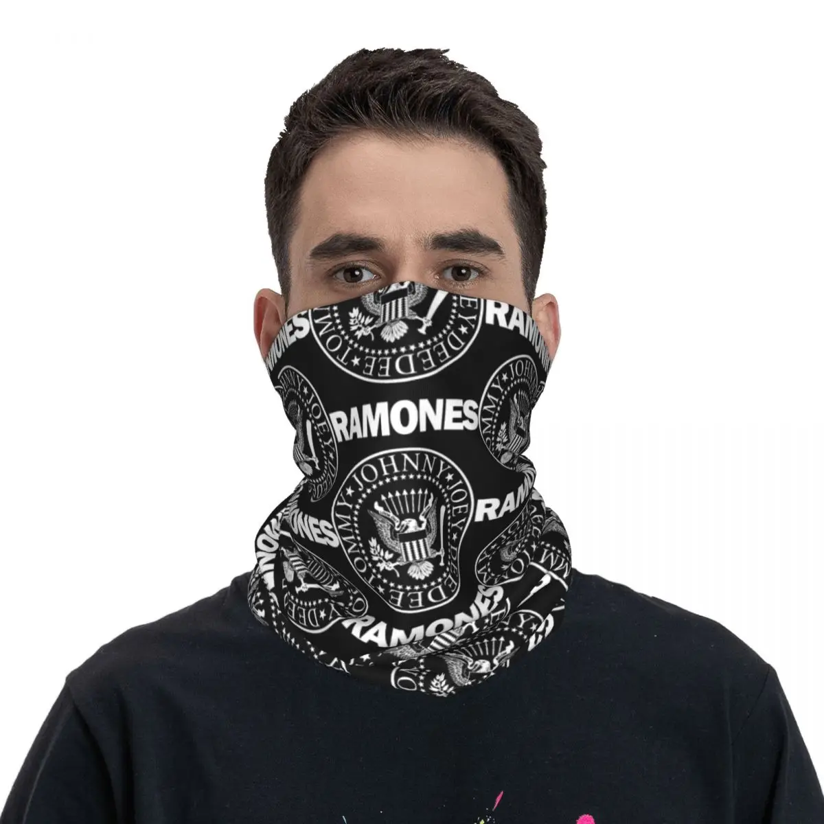 The Ramone Merch Bandana Neck Gaiter Printed Wrap Scarf Multifunction Headband Running For Men Women Adult Breathable